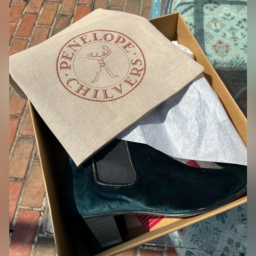 Anthropologie Penelope Chilvers Velvet Chelsea Boots NIB
